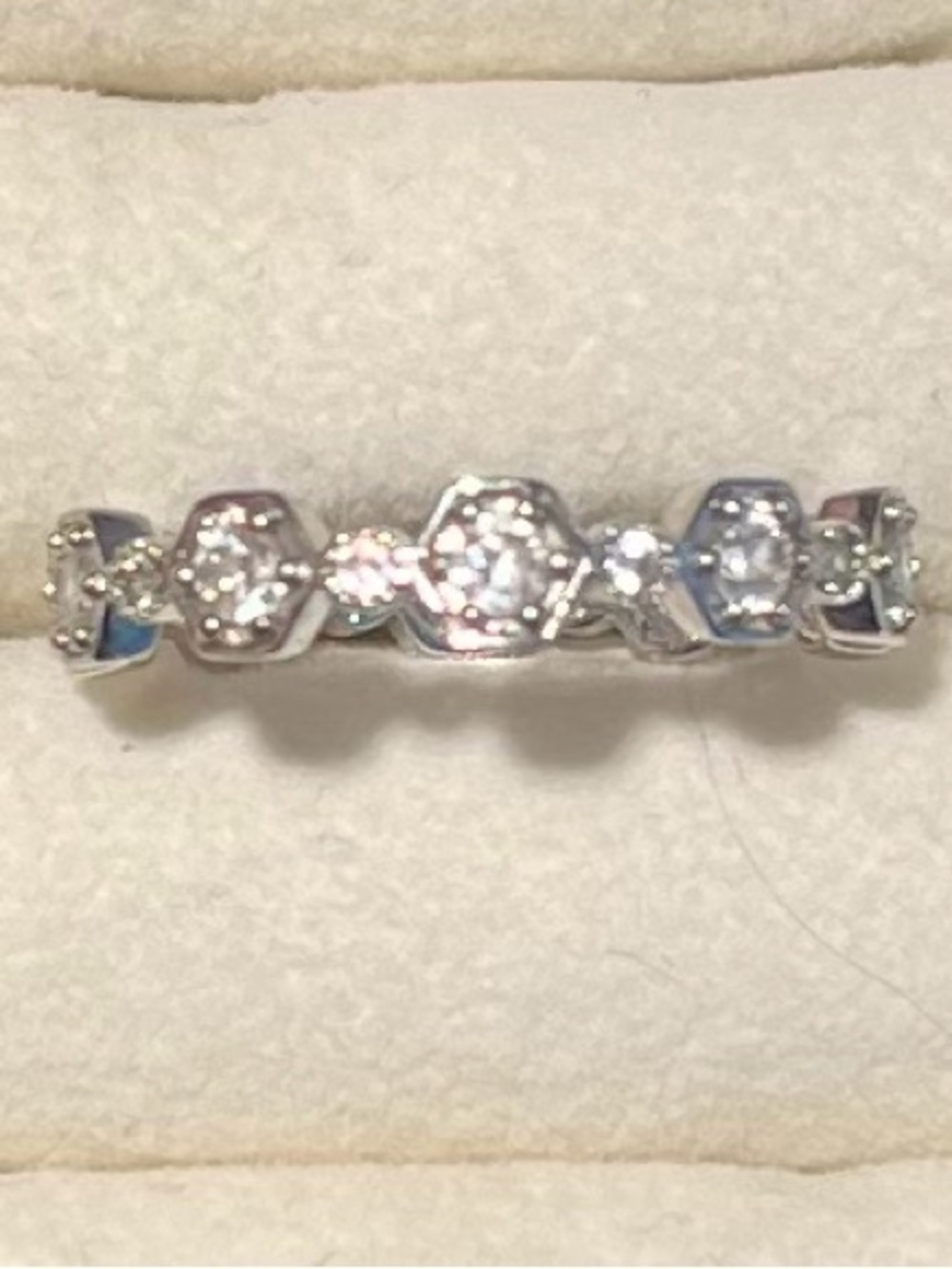 Silver 925 Hexagon CZ Diamond Accent Women's Band